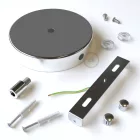 Cylindrical metal 1 central hole + 2 side holes ceiling rosette set