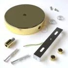 Cylindrical metal 1 central hole + 2 side holes ceiling rosette set