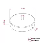 Cylindrical metal 1 central hole + 2 side holes ceiling rosette set