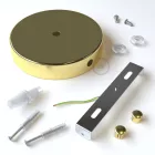 Cylindrical metal 1 central hole + 2 side holes ceiling rosette set