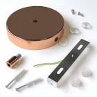 Cylindrical metal 1 central hole + 2 side holes ceiling rosette set