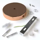 Cylindrical metal 1 central hole + 2 side holes ceiling rosette set