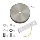 Cylindrical metal 1 central hole + 2 side holes ceiling rosette set