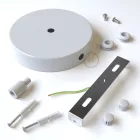 Cylindrical metal 1 central hole + 2 side holes ceiling rosette set