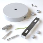 Cylindrical metal 1 central hole + 2 side holes ceiling rosette set