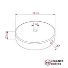 Cylindrical metal 1 central hole + 2 side holes ceiling rosette set