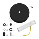 Cylindrical metal 1 central hole + 2 side holes ceiling rosette set