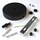 Cylindrical metal 1 central hole + 2 side holes ceiling rosette set