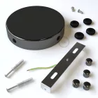 Cylindrical metal ceiling rosette set with 4 holes (connection box)