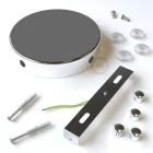 Cylindrical metal ceiling rosette set with 4 holes (connection box)