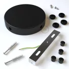 Cylindrical metal ceiling rosette set with 4 holes (connection box)