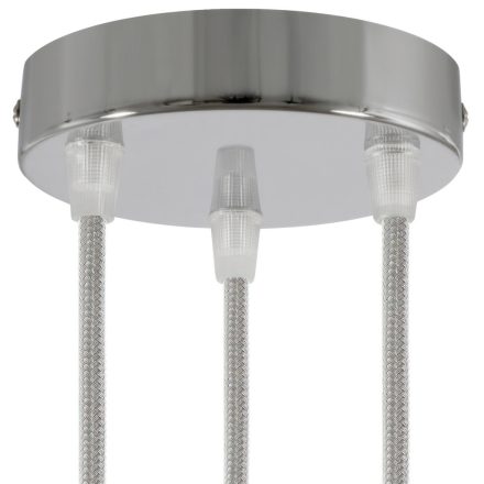 Cylindrical metal 3-hole ceiling rosette set