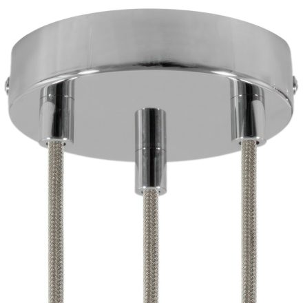 Cylindrical metal 3-hole ceiling rosette set