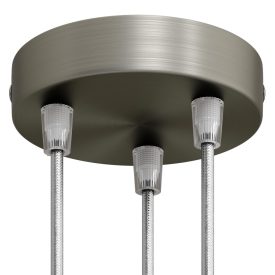 Cylindrical metal 3-hole ceiling rosette set