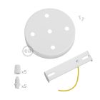 Cylindrical metal 5-hole ceiling rosette set