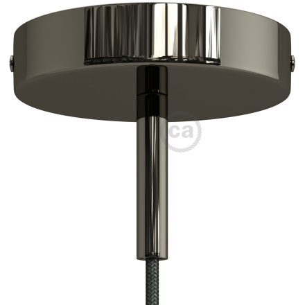 Cylindrical metal ceiling rosette set with 7 cm cable clamp