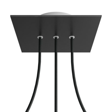 Square rosette – Set of ceiling rosettes with 3 holes arranged in a row and 4 side holes, 200 mm