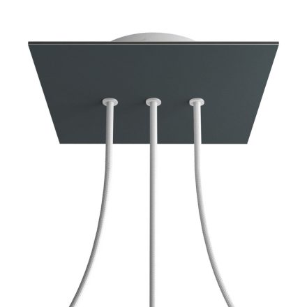 Square rosette – Set of ceiling rosettes with 3 holes arranged in a row and 4 side holes, 200 mm