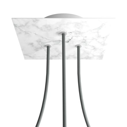 Square ceiling rose – A ceiling rose set with 3 holes and 4 side holes, 200 mm