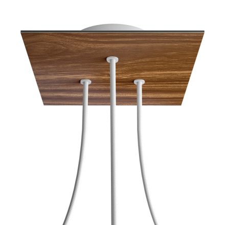 Square ceiling rose – A ceiling rose set with 3 holes and 4 side holes, 200 mm