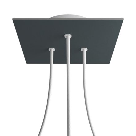 Square ceiling rose – A ceiling rose set with 3 holes and 4 side holes, 200 mm