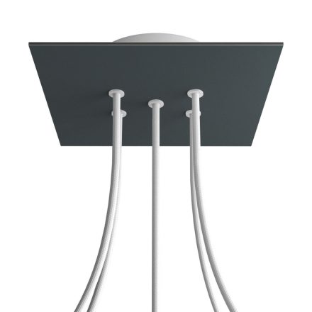 Square ceiling rose – A ceiling rose set with 5 holes and 4 side holes, 200 mm