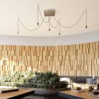 Square XXL Rose-One 5-row ceiling rose set with 4 side holes, 400 mm