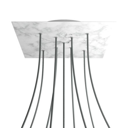 Square XXL Rose-One 9 ceiling rose set with X-shaped holes and 4 side holes, 400 mm