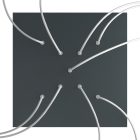 Square XXL Rose-One 9 ceiling rose set with X-shaped holes and 4 side holes, 400 mm