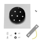 Square rosette – one hole and four side holes, ceiling rosette set, 200 mm