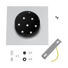 Square rosette – one hole and four side holes, ceiling rosette set, 200 mm