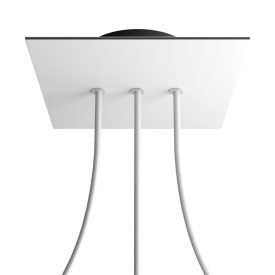   Square rosette – Set of ceiling rosettes with 3 holes arranged in a row and 4 side holes, 200 mm
