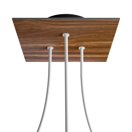 Square ceiling rose – A ceiling rose set with 3 holes and 4 side holes, 200 mm