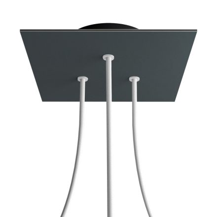 Square ceiling rose – A ceiling rose set with 3 holes and 4 side holes, 200 mm