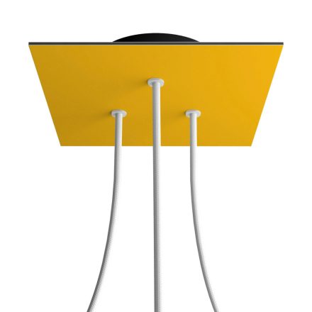 Square ceiling rose – A ceiling rose set with 3 holes and 4 side holes, 200 mm