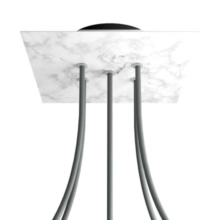 Square ceiling rose – A ceiling rose set with 5 holes and 4 side holes, 200 mm