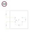 Square ceiling rose – A ceiling rose set with 5 holes and 4 side holes, 200 mm