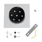 Square ceiling rose – A ceiling rose set with 5 holes and 4 side holes, 200 mm