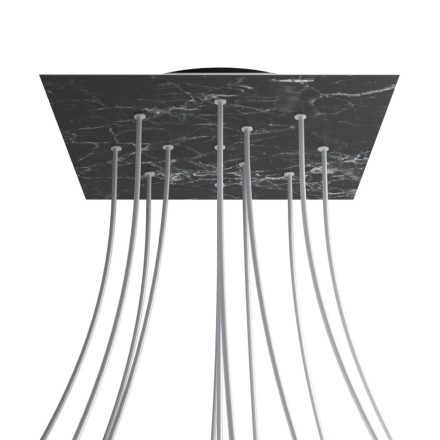 Square XXL Rose-One 12-hole and 4-side hole ceiling rosette set, 400 mm