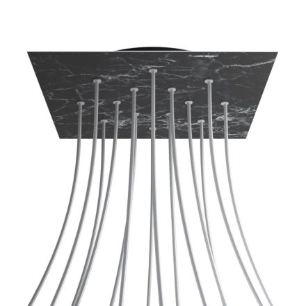 Square XXL Rose-One 14-hole and 4-side hole ceiling rosette set, 400 mm