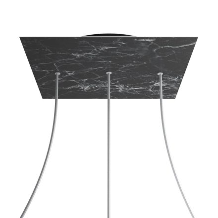 Square XXL Rose-One 3-row ceiling rose set with 4 side holes, 400 mm