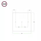 Square XXL Rose-One 3-row ceiling rose set with 4 side holes, 400 mm