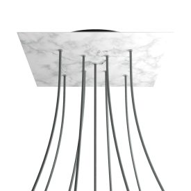   Square XXL Rose-One 9 ceiling rose set with X-shaped holes and 4 side holes, 400 mm