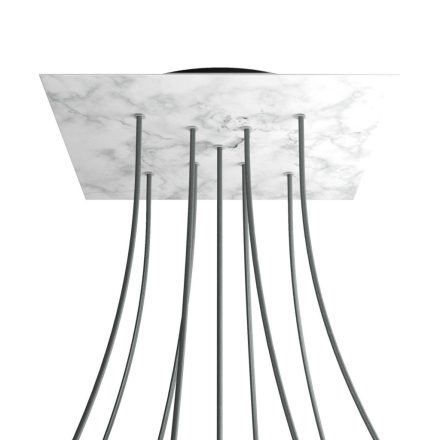 Square XXL Rose-One 9 ceiling rose set with X-shaped holes and 4 side holes, 400 mm