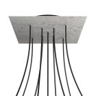 Square XXL Rose-One 9 ceiling rose set with X-shaped holes and 4 side holes, 400 mm