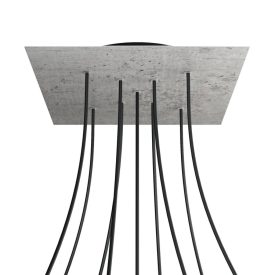   Square XXL Rose-One 9 ceiling rose set with X-shaped holes and 4 side holes, 400 mm