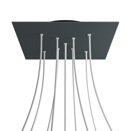 Square XXL Rose-One 9 ceiling rose set with X-shaped holes and 4 side holes, 400 mm