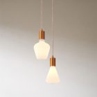 2-light multifunctional pendant lamp with fabric cables and metal surfaces