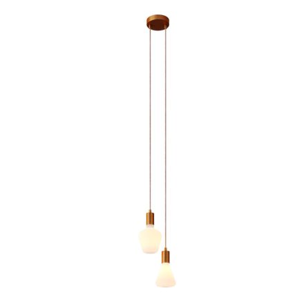 2-light multifunctional pendant lamp with fabric cables and metal surfaces