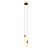  2-light, multi-suspended lamp with fabric cable and metal surface